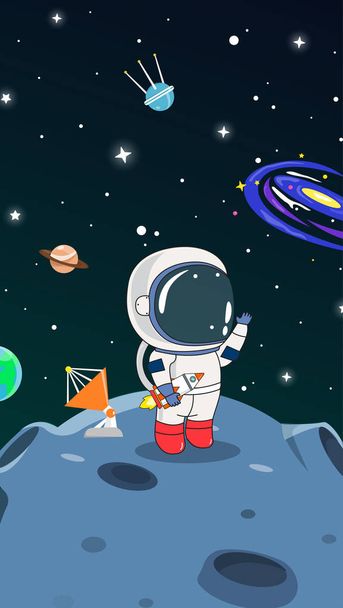 Astronauts explore planets in space - Vektör, Görsel