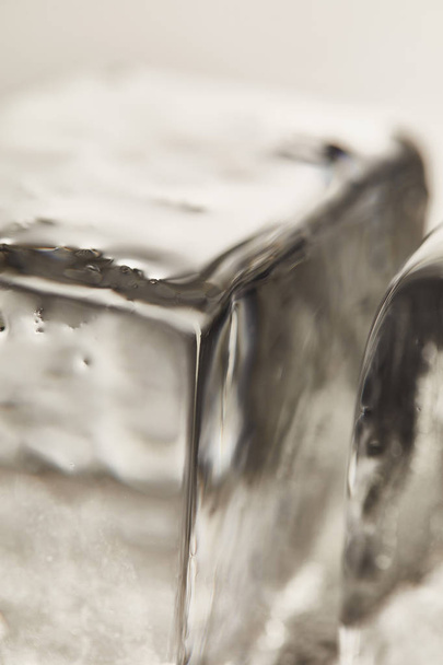 close up view of pure wet textured ice cubes - Zdjęcie, obraz