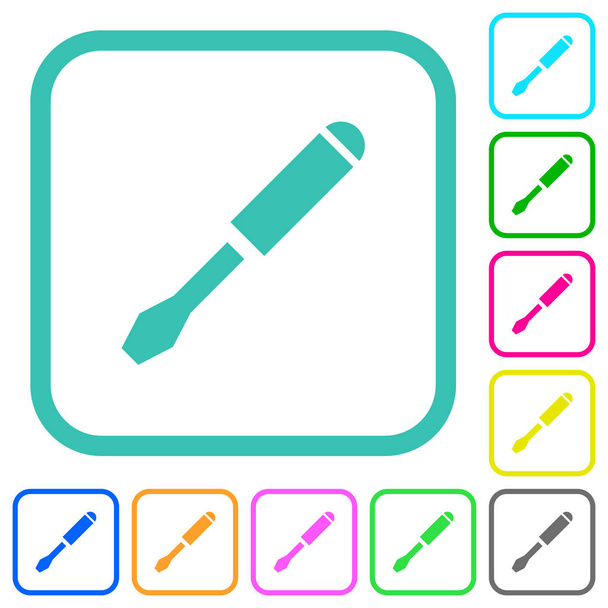 Single screwdriver vivid colored flat icons - Vector, Image