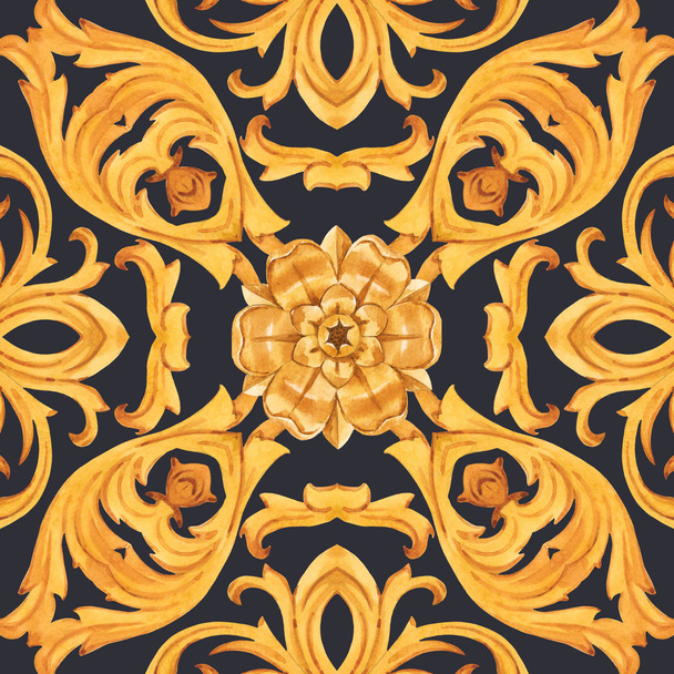Golden baroque rich luxury pattern - Фото, изображение
