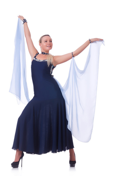 Mujer bailando sobre el blanco
 - Foto, imagen