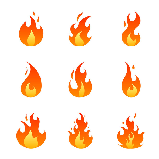 Мультфильм Flat Fire Flames
 - Вектор,изображение