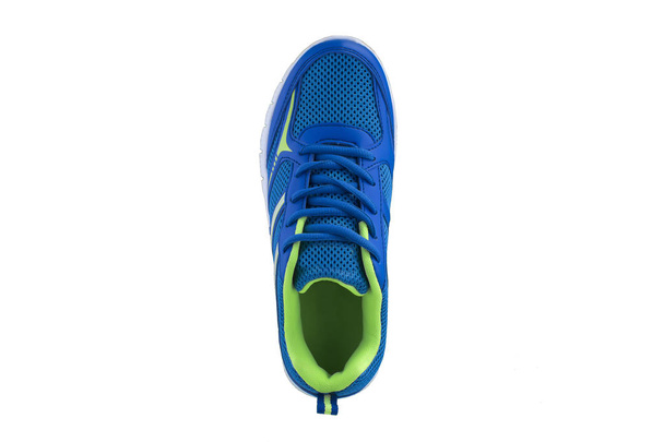 Кроссовки. Синяя спортивная обувь сверху
 - Фото, изображение