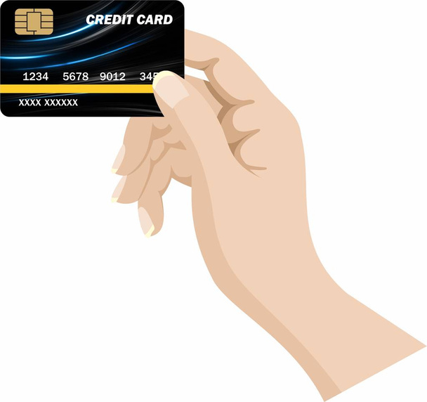 Mano con tarjeta de crédito - Vector, imagen