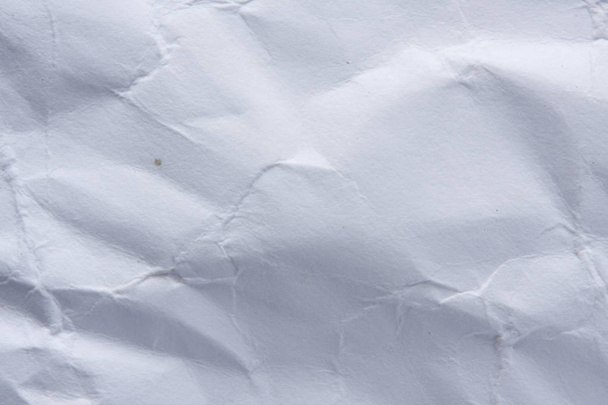 White crumpled paper abstract art background. Wrinkled texture effect. Copy space. - Photo, Image