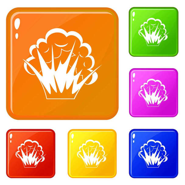 Flame and smoke icons set vector color - Vector, Image