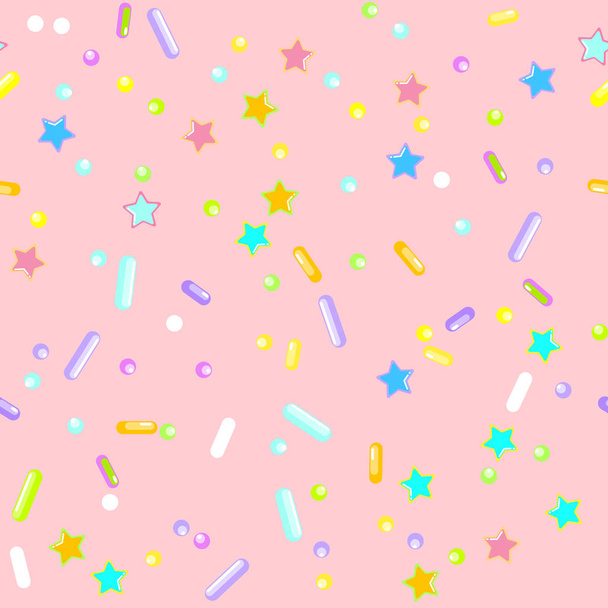 Sprinkle Cupcake Donut Topping. Seamless Pattern  - Vector, afbeelding