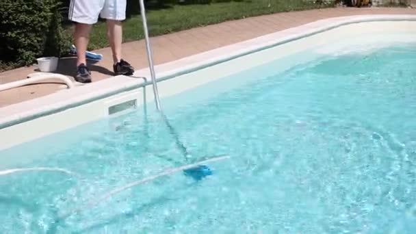Vacuum Cleaning Of The Pool - Materiał filmowy, wideo
