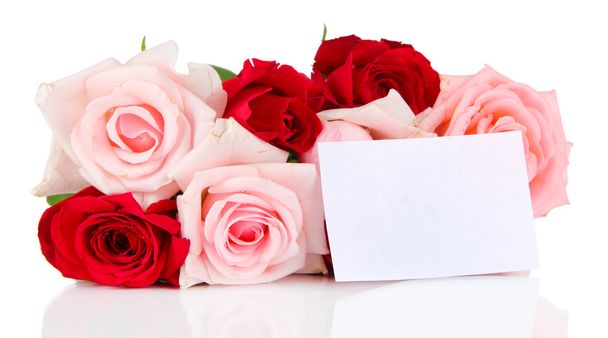 Beautiful bouquet of roses isolated on white - Foto, Imagem