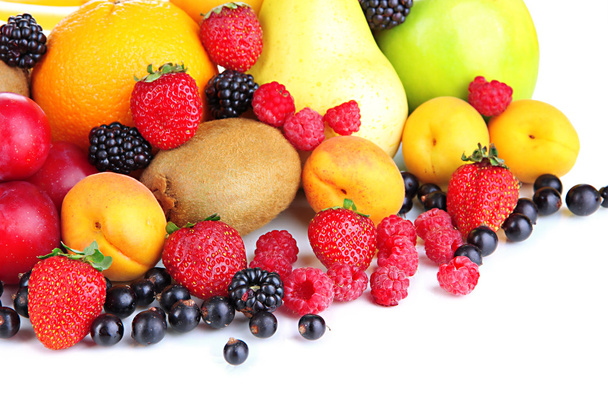 Fresh fruits and berries isolated on white - Φωτογραφία, εικόνα