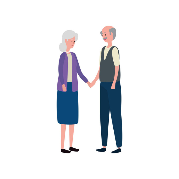 cute grandparents couple avatars characters - Vector, Image