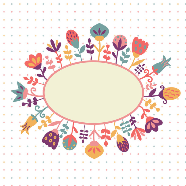 Card With Cute Floral Frame For Your Text - Vektör, Görsel