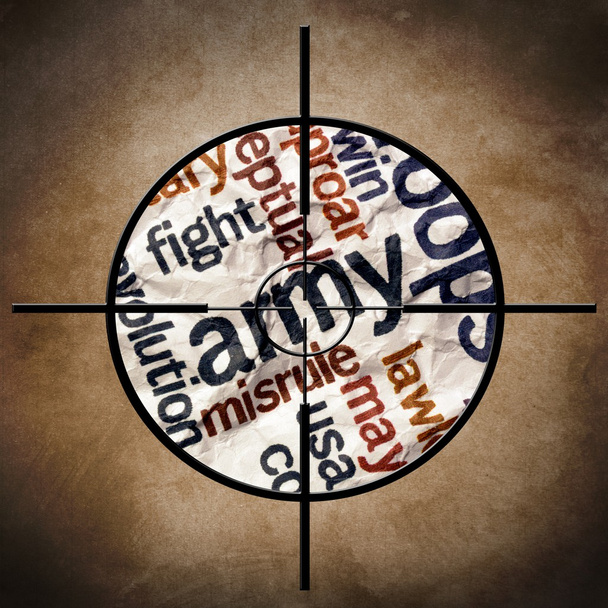 Obiettivo militare sul testo dell'esercito
 - Foto, immagini