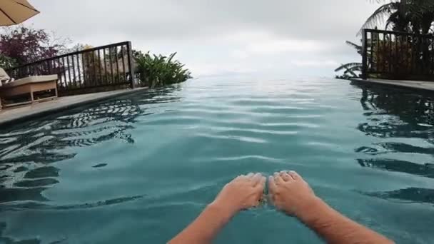 Swimming In Pool. Luxury Asian Resort For Relaxing. - Video, Çekim