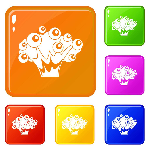 High power explosion icons set vector color - Vector, Image