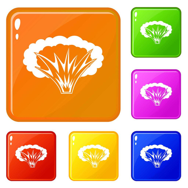 Atomical explosion icons set vector color - Vector, Imagen
