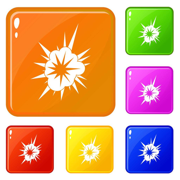 Nucleate explosion icons set vector color - Vektor, Bild