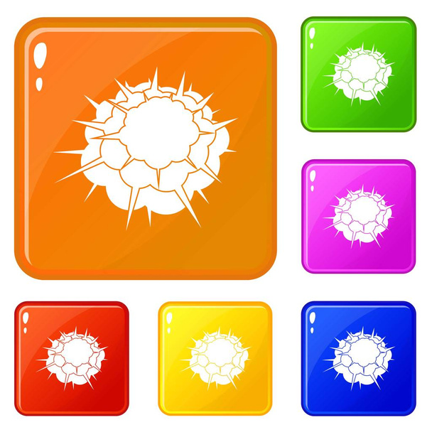 Atomic explosion icons set vector color - ベクター画像