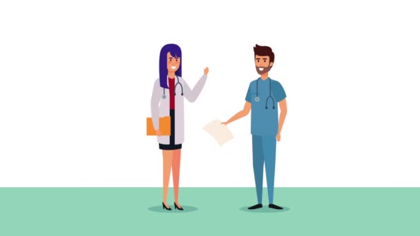 professional couple doctors medical characters animation - Footage, Video