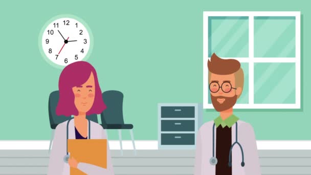 professional couple doctors medical characters animation - Footage, Video