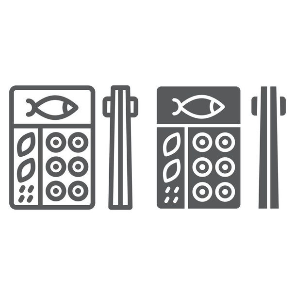 Ligne de bento et icône de glyphe, asiatique et alimentaire, signe de boîte à lunch japonais, graphiques vectoriels, un motif linéaire sur un fond blanc
. - Vecteur, image