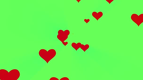 many hearts shape like icon spreading from center overlay animation green screen background New unique quality universal motion dynamic colorful joyful music holiday 4k stock video footage - Footage, Video