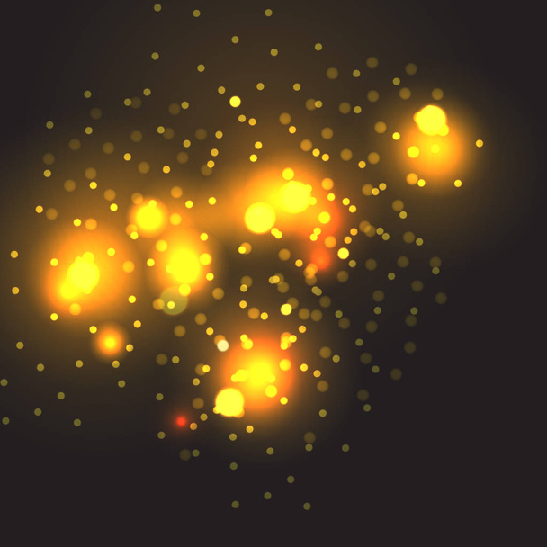 Vector de partículas doradas. Bokeh amarillo brillante
 - Vector, imagen