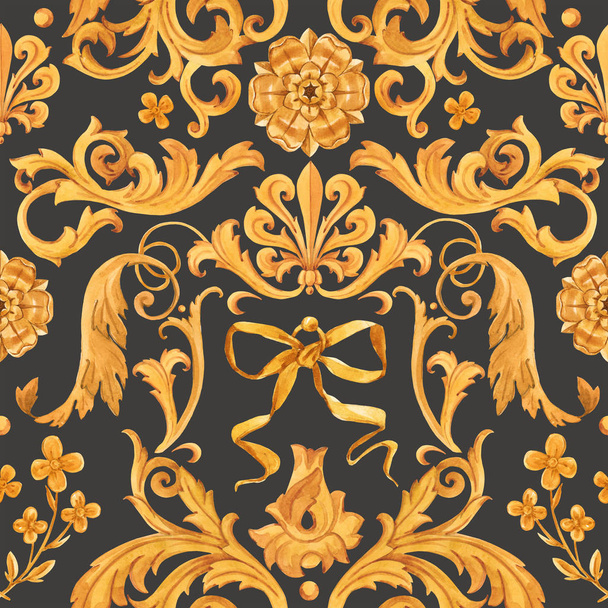 Golden baroque rich luxury pattern - Фото, изображение