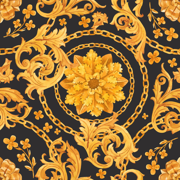 Golden baroque rich luxury vector pattern - Vektori, kuva