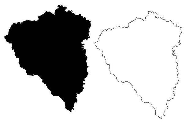 Plzen régió (csehországi földek, Csehország, a Cseh Köztársaság régiói) Térkép vektor illusztráció, irkál vázlat Plzen Térkép - Vektor, kép
