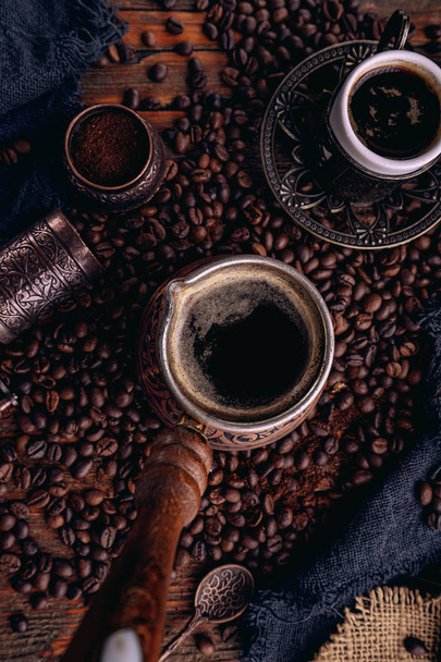 Turkish coffee in a copper Turks  - Foto, Bild