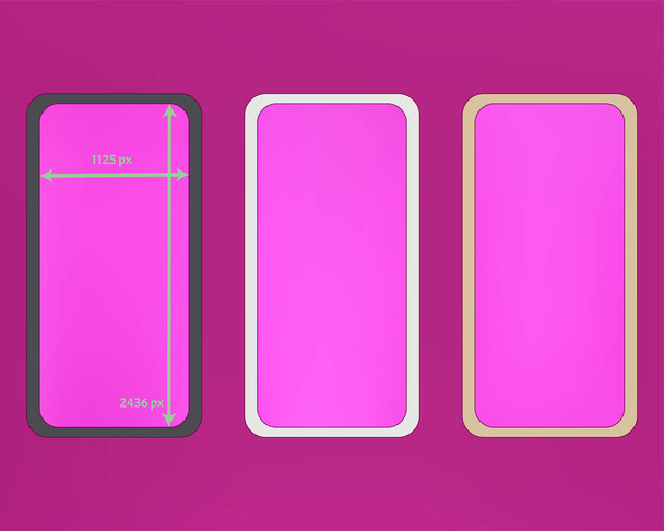 Mesh, magenta colored phone backgrounds kit. - Vektor, obrázek
