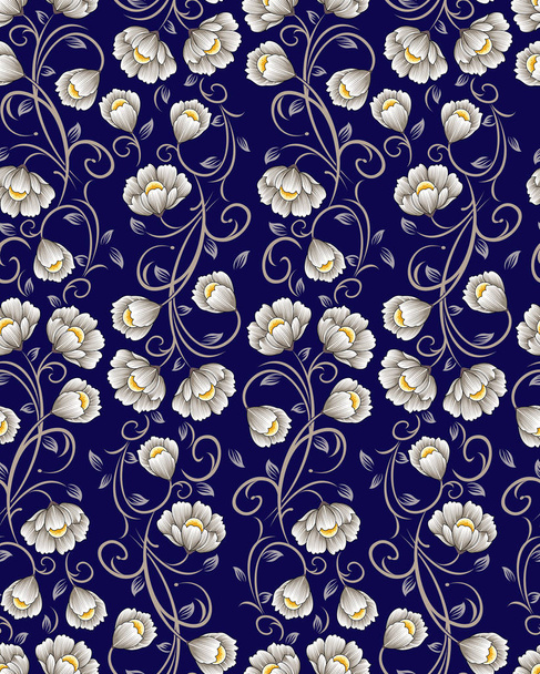 Цветочный узор из текстильной ткани
 - Вектор,изображение