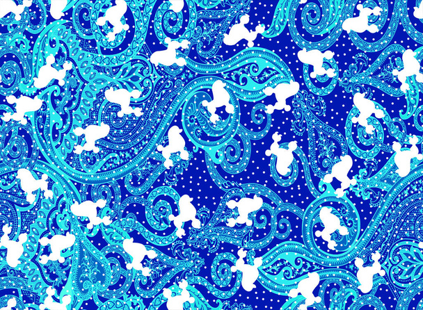 Paisley and dogs pattern - 写真・画像