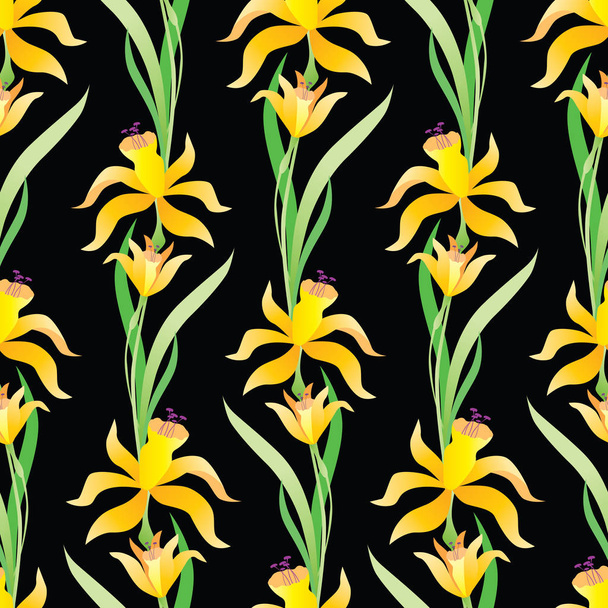  Nahtloses Muster aus gelben Narzissen - Vektor, Bild