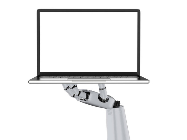 robot con notebook a schermo vuoto
 - Foto, immagini