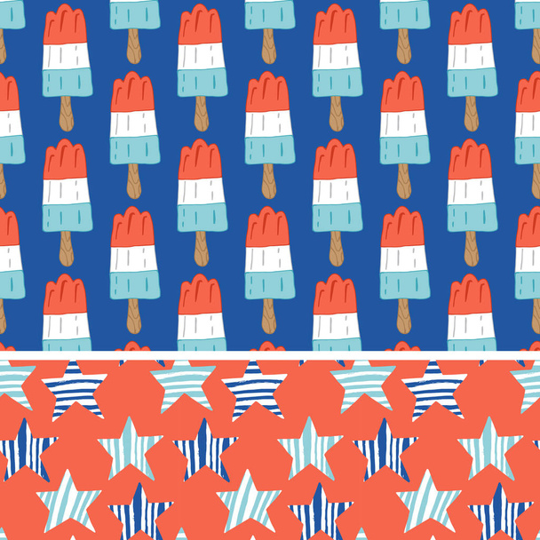 4th of July seamless pattern set - Vector, afbeelding