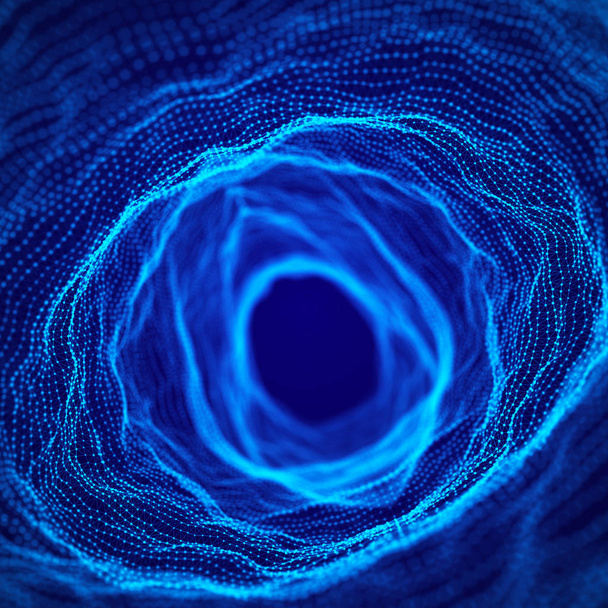 Portal 3d abstrato. Túnel ou wormhole. Wireframe 3D túnel de superfície. Renderização 3d
. - Foto, Imagem