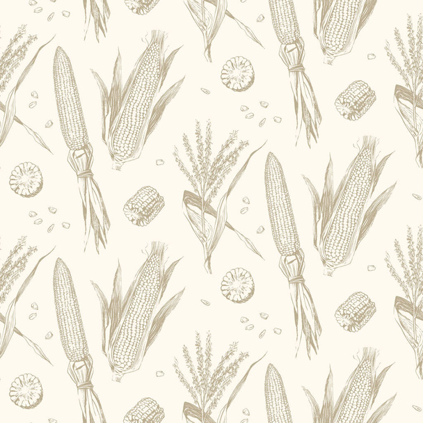 Mais auf dem cob vintage design nahtlose Muster - Vektor, Bild