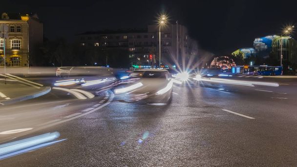 night traffic jam on the crossroad - Photo, Image