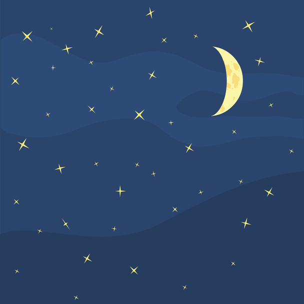 Vector night sky, moon and stars - Vector, Image