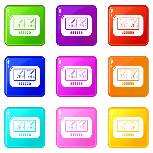 Tonometer icons set 9 color collection - Vecteur, image