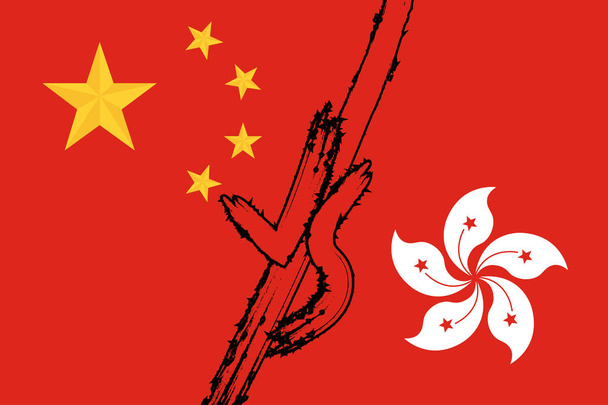 hong kong versus China vector de conflicto nacional ilustración
 - Vector, imagen