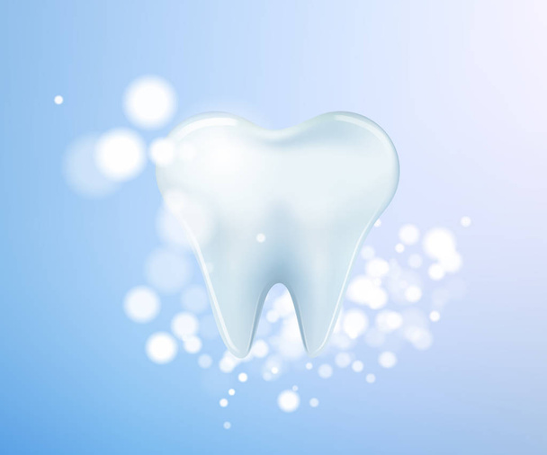 Healthy Tooth ,Under Protection, Teeth Whitening, glowing effect,3D, realistic, Dental design element, vector - Wektor, obraz