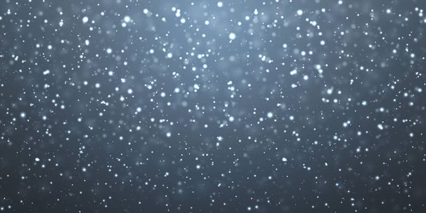 Christmas snow. Falling snowflakes on dark background. Snowfall. Vector illustration - Vector, Image