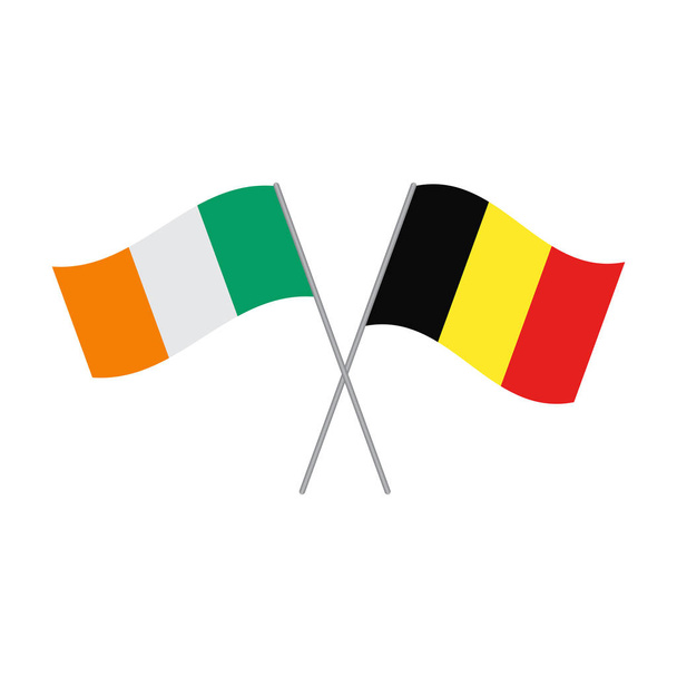 Belgian ja Irlannin liput valkoisella pohjalla eristetty vektori
 - Vektori, kuva