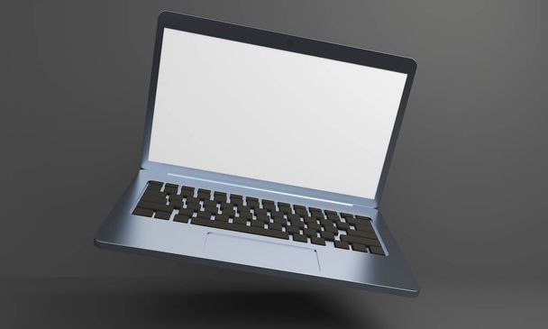 Mockup levitating laptop. 3d rendering - Photo, Image