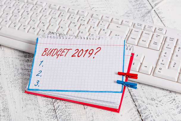 Écriture conceptuelle montrant la question du budget de 2019. Photo d'entreprise texte estimation des recettes et des dépenses pour l'année prochaine
. - Photo, image
