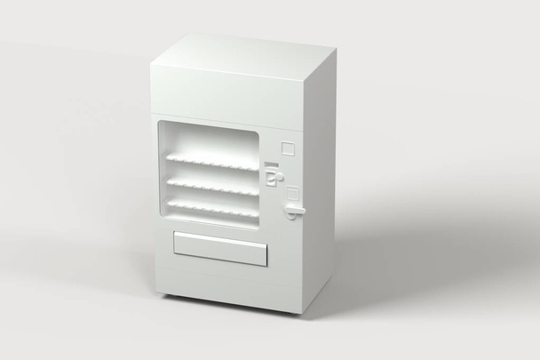 Biały model automatu z białym tłem, renderowanie 3D. - Zdjęcie, obraz