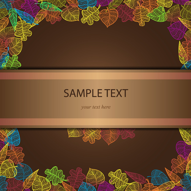 Ornamental background with art autumn leaves. Layered vector. - Vector, Image